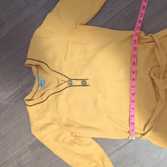GUESS | Mustard yellow sweater dress, belted waistline with button top, slarge - Picture 5 of 8